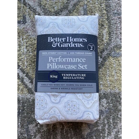 Better Homes and Gardens King Performance Medallion Style Bed Pillowcases - Picture 1 of 5